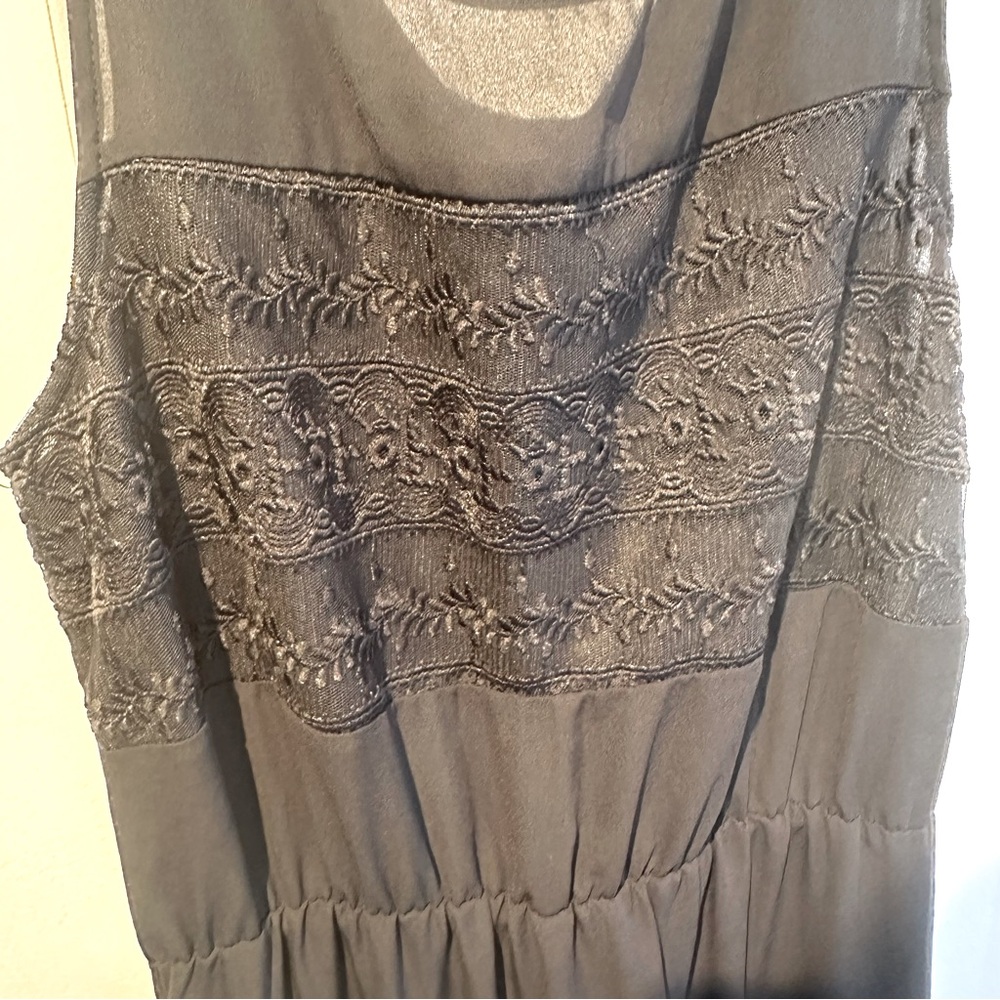 H&M Divided Black Sleeveless Maxi Dress with Lace Detail & Back Cutout